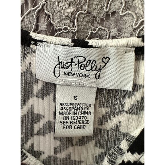 Just Polly Black and White Houndstooth Bodycon Mini Slip Dress Grunge size Small - Picture 3 of 5